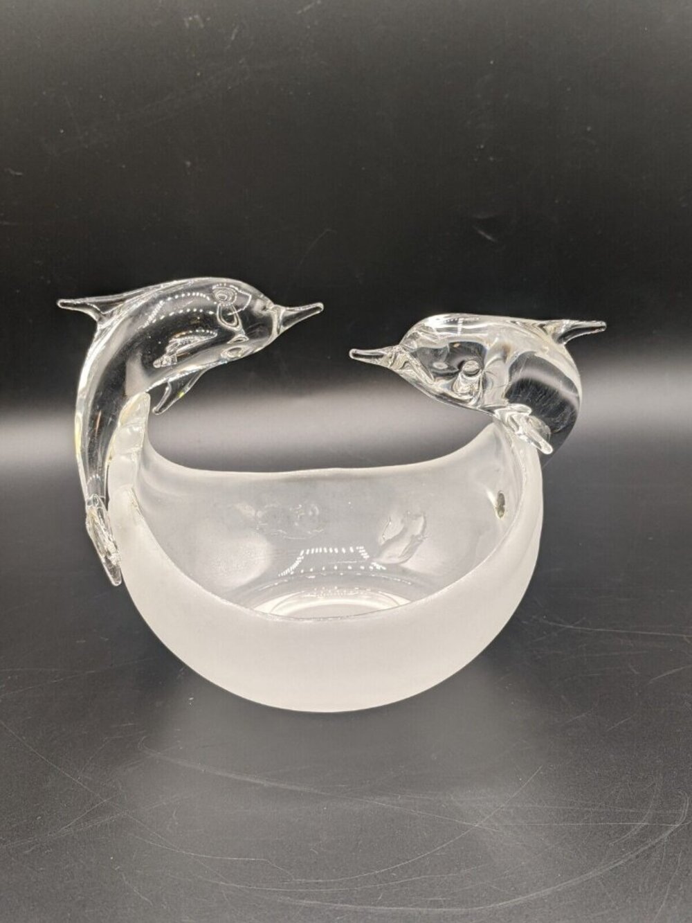 Glass Dolphins Votive Tealight Clear Frosted Candle Holder Dish PartyLite - Picture 5 of 7